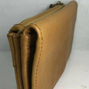 Fossil Tan Leather Multi Pocket Clutch Wallet